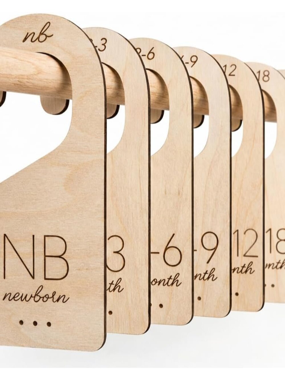 Baby Closet Dividers in Natural Birch Wood - Wooden Nursery Closet Organizer wit